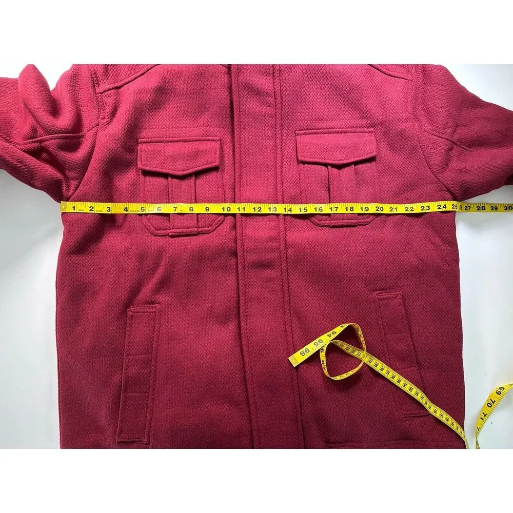 PJ MARK Mens 2XL Insulated‎ Full Zip Snap Hooded Jacket Maroon Vintage Y2K NEW
